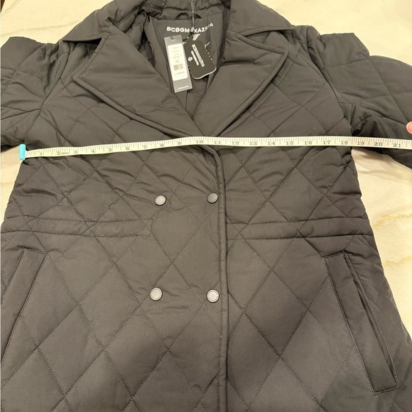 BCBGMaxAzria Women's Coat Black Quilted Double-Breasted Puffer - Picture 7 of 14